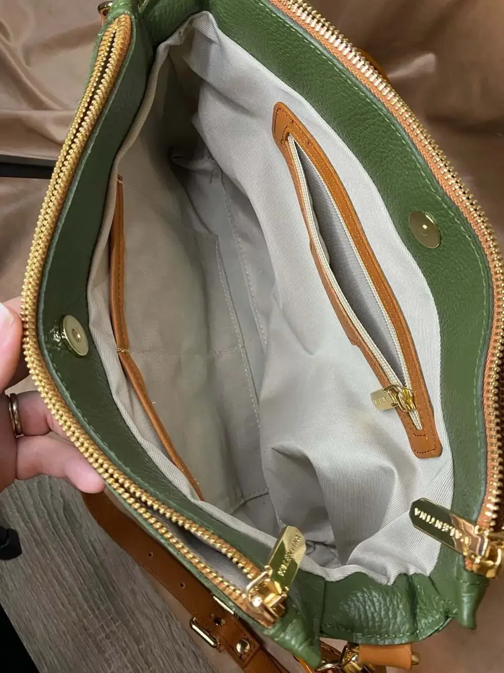 Valentina Green and Tan Crossbody Bag